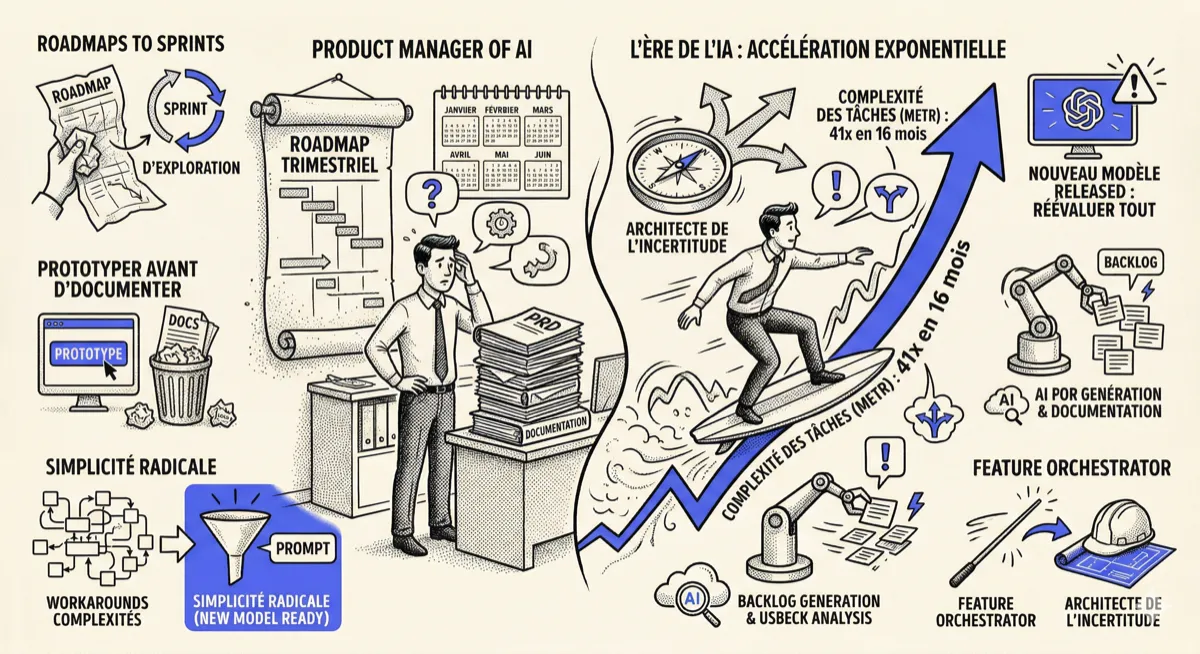 Product Manager analysant des données produit avec des outils d'IA générative sur un écran